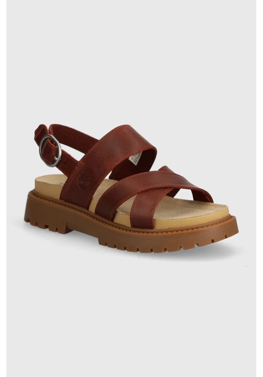 obrazek 1 Timberland sandały skórzane Clairemont Way damskie kolor bordowy na platformie TB0A637REQ81