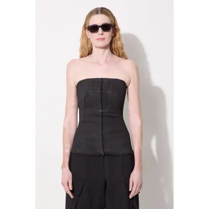 Zdjęcie Rick Owens top jeansowy Bustier kolor czarny gładka DS02D2127.SBW