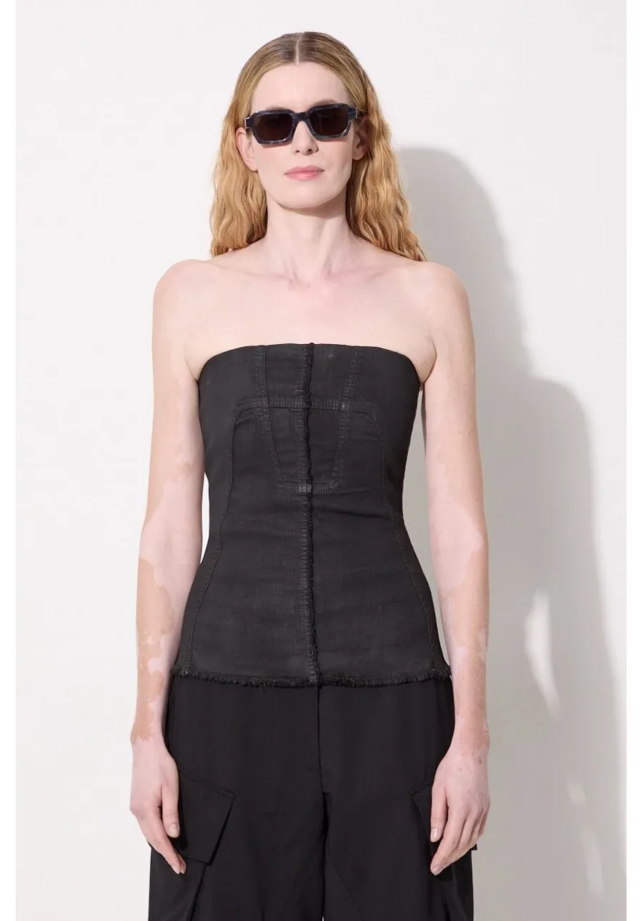 obrazek 1 Rick Owens top jeansowy Bustier kolor czarny gładka DS02D2127.SBW