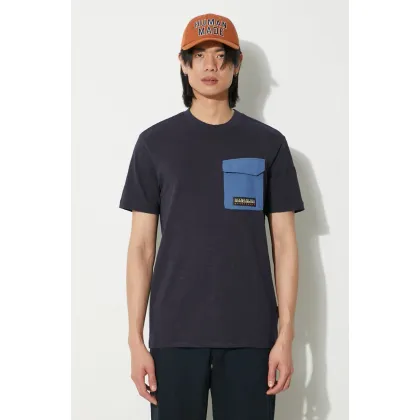 Zdjęcie Napapijri t-shirt bawełniany S-Tepees męski kolor granatowy z aplikacją NP0A4HQJ1761