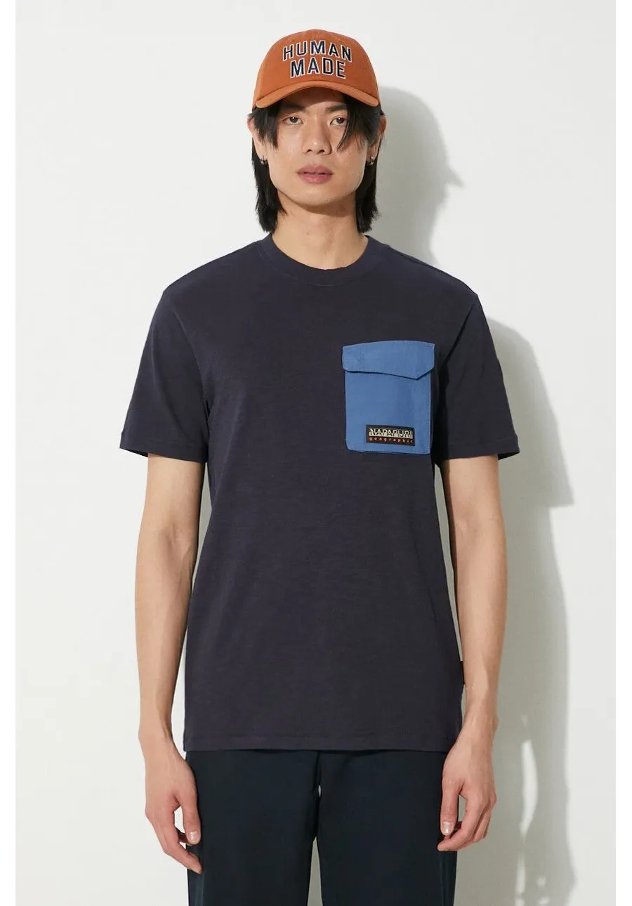 obrazek 1 Napapijri t-shirt bawełniany S-Tepees męski kolor granatowy z aplikacją NP0A4HQJ1761