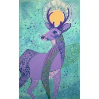 Picture Krzysztof Trzaska, painting Violet deer, acrylic/canvas, 70x50 cm