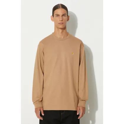 Zdjęcie Carhartt WIP longsleeve bawełniany Longsleeve Chase kolor beżowy gładki I026392.2GQXX