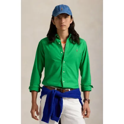 Zdjęcie Polo Ralph Lauren koszula bawełniana męska kolor zielony regular z kołnierzykiem button-down