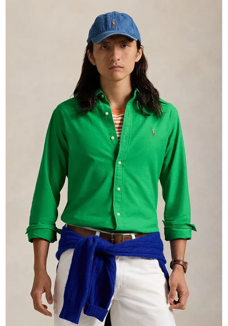 obrazek 1 Polo Ralph Lauren koszula bawełniana męska kolor zielony regular z kołnierzykiem button-down