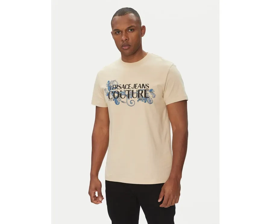 obrazek 1 Versace Jeans Couture T-Shirt 78GAHC05 Beżowy Regular Fit