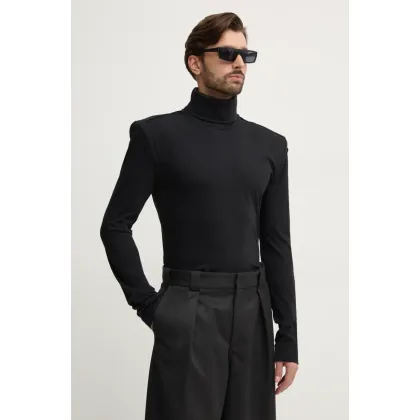 Zdjęcie MM6 Maison Margiela longsleeve bawełniany kolor czarny gładki SH2NH0002.S23588