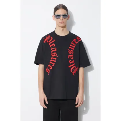 Zdjęcie PLEASURES t-shirt bawełniany Harness Heavyweight T-Shirt męski kolor czarny z aplikacją P24SP010.BLACK