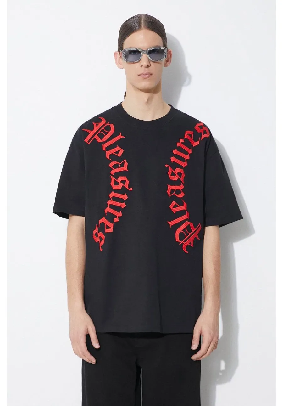 obrazek 1 PLEASURES t-shirt bawełniany Harness Heavyweight T-Shirt męski kolor czarny z aplikacją P24SP010.BLACK