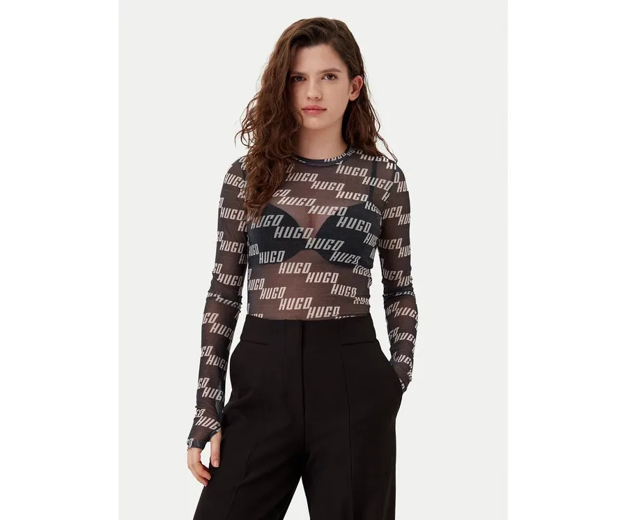 obrazek 1 HUGO Longsleeve 50534837 Czarny Slim Fit