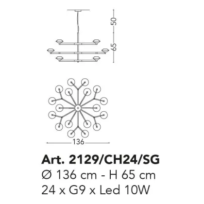 Zdjęcie Żyrandol w stylu art deco wykonany z mosiądzu z delikatnym złotym wykończeniem - Il Paralume Marina