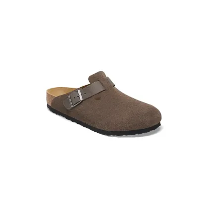 Zdjęcie Birkenstock klapki zamszowe Boston męskie kolor zielony 1029210