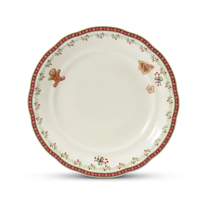 Zdjęcie Luksusowy duży płaski talerz z porcelany z kolekcji Christmas gingerbread – Leander