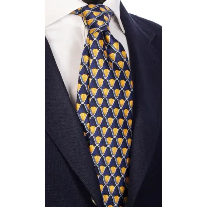 Zdjęcie Granatowy krawat dla mężczyzn z żółtym wzorem