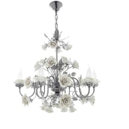 Picture A stunning black porcelain chandelier for 6 bulbs - Napoleon