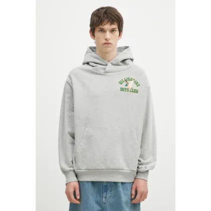 Zdjęcie Billionaire Boys Club bluza bawełniana Duck Varsity Embroidered Popover Hood męska kolor szary z kapturem z aplikacją B24451