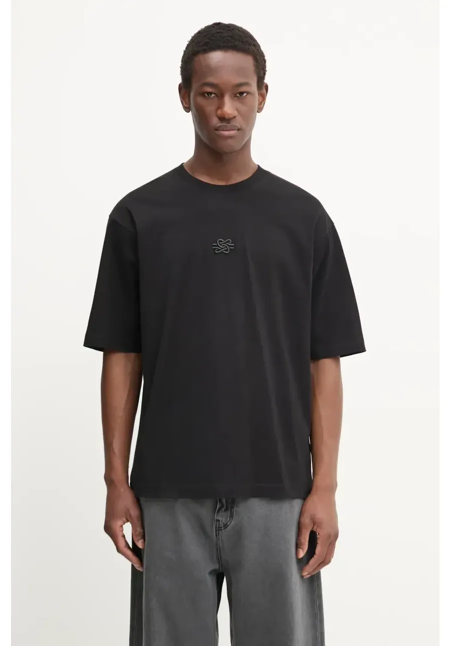 obrazek 1 Filling Pieces t-shirt bawełniany Boxy Embroidered kolor czarny z aplikacją 74413791861