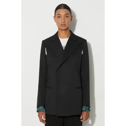 Zdjęcie MM6 Maison Margiela marynarka z domieszką wełny kolor czarny dwurzędowa gładka S62BN0102.S47848
