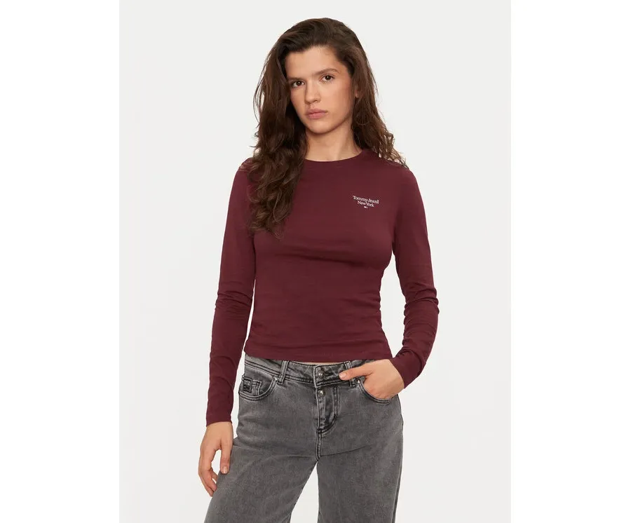 obrazek 1 Tommy Jeans Bluzka Essential DW0DW18793 Bordowy Slim Fit
