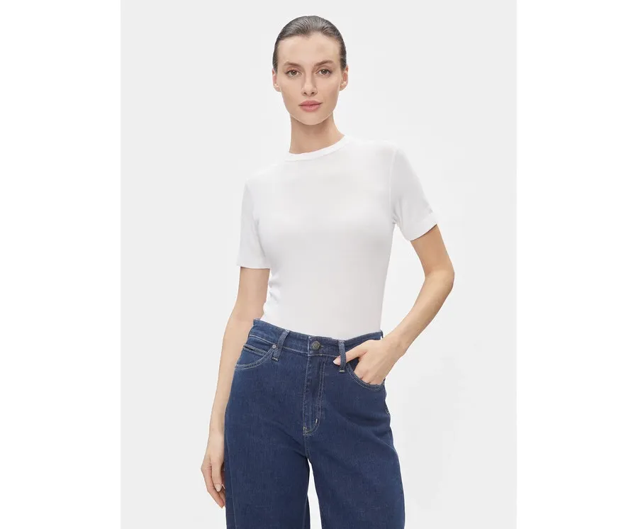 obrazek 1 Calvin Klein T-Shirt Modal Rib Ss Tee K20K206404 Biały Slim Fit