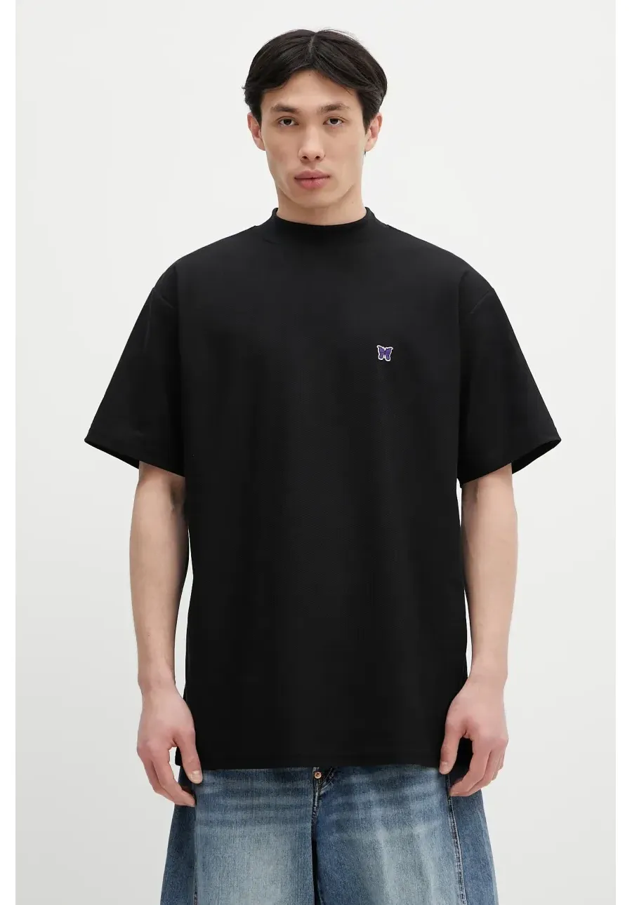 obrazek 1 Needles t-shirt S/S Mock Neck męski kolor czarny gładki QV353