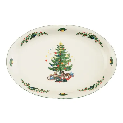 Zdjęcie Porcelanowy owalny półmisek 34x26 cm ze świątecznym zdobieniem - Seltmann Weiden