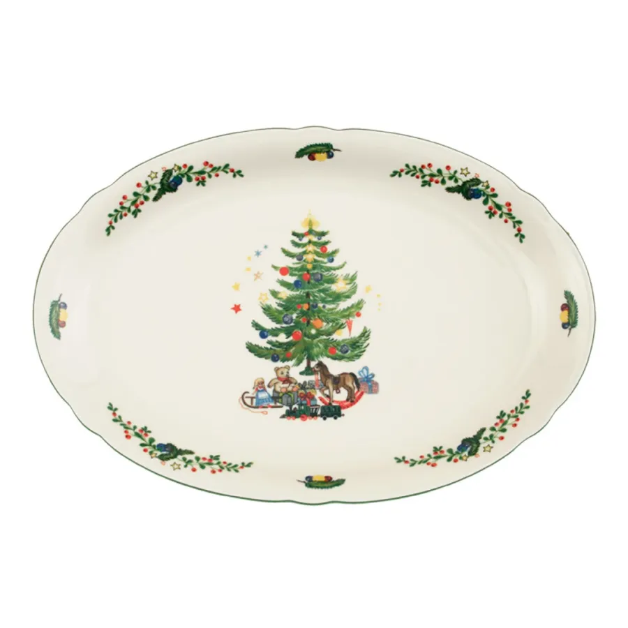 obrazek 1 Porcelanowy owalny półmisek 34x26 cm ze świątecznym zdobieniem - Seltmann Weiden