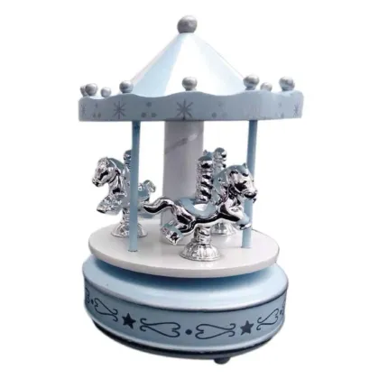Picture A unique blue carousel-shaped music box
