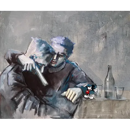 Zdjęcie Krzysztof Trzaska, obraz Dylemat z cyklu Mitologie, akryl/płótno, 95x115, 2016