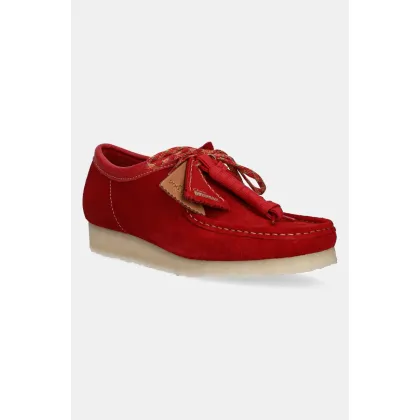 Zdjęcie Clarks Originals mokasyny zamszowe Wallabee męskie kolor czerwony 26180195
