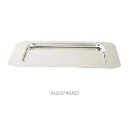 Zdjęcie Prostokątna taca metalowa pokryta srebrem 40x25 cm