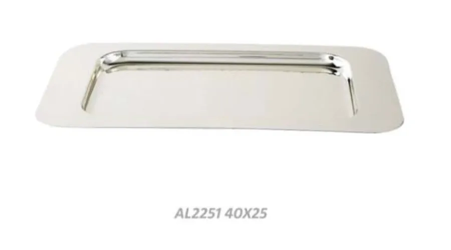 obrazek 1 Prostokątna taca metalowa pokryta srebrem 40x25 cm