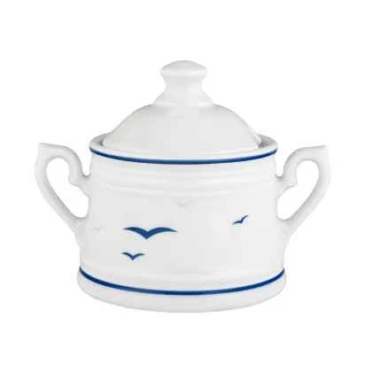 Zdjęcie Stylowa porcelanowa cukiernica zdobiona motywem ptaków – Tettau