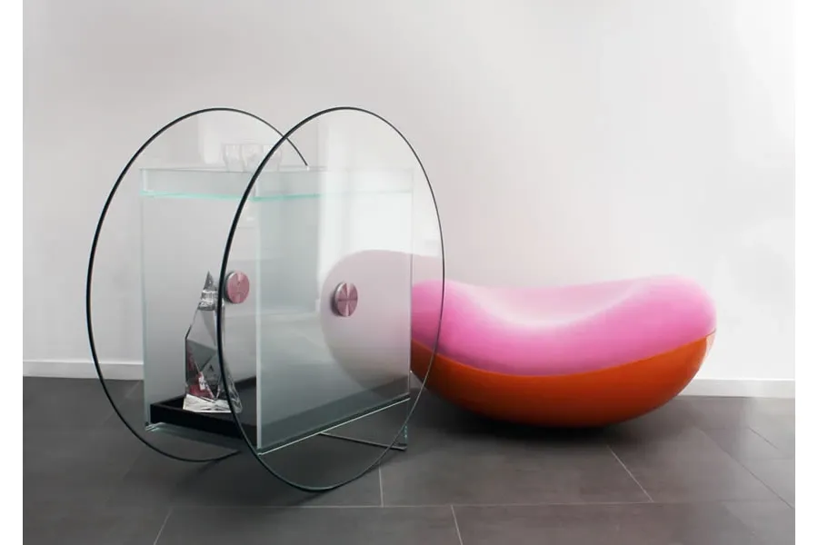 obrazek 2 Szklany wózek barowy z czarną lakierowaną tacą - Tonelli Design