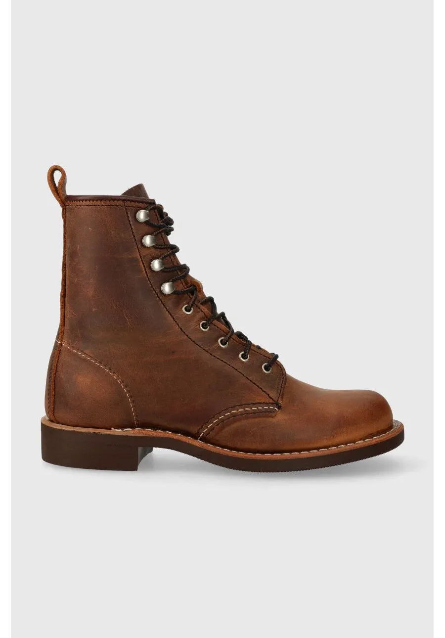 obrazek 1 Red Wing botki skórzane damskie kolor brązowy na płaskim obcasie