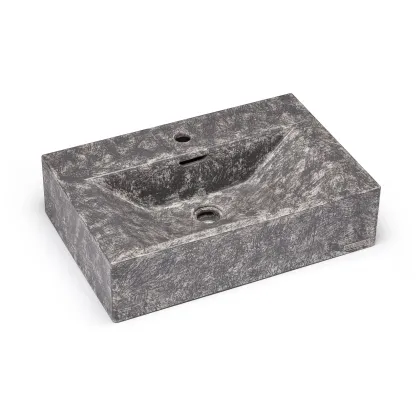 Zdjęcie Ekskluzywna umywalka 60 cm PYXIS BASIC z przelewem, z otworem na baterię – STONE, szary, lakier matowy