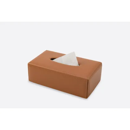 Picture Fantastic rectangular brown leather tissue box - for the office