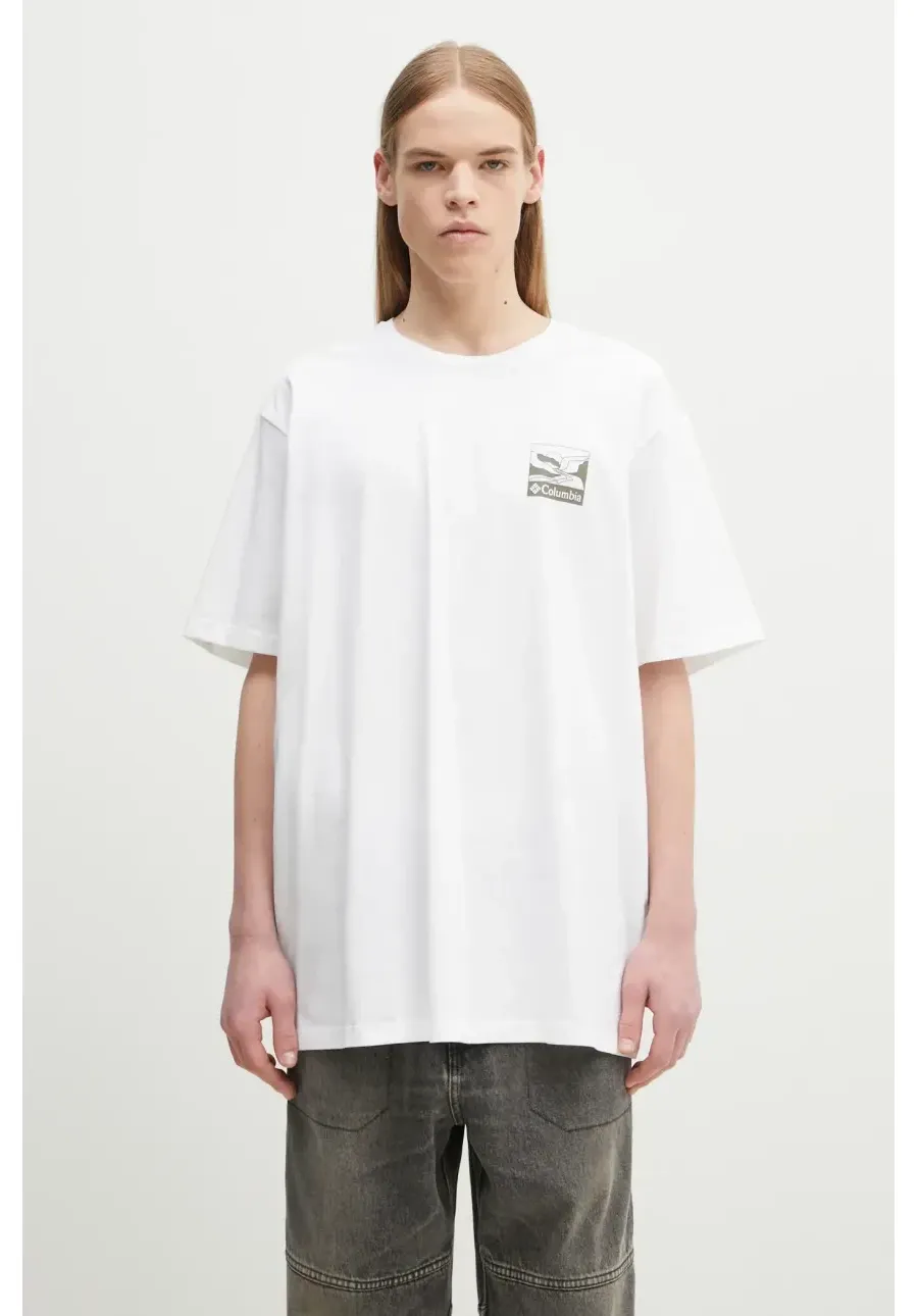 obrazek 1 Columbia t-shirt bawełniany kolor biały wzorzysty