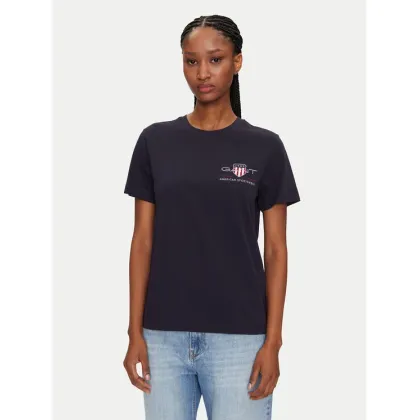 Zdjęcie Gant T-Shirt Bisiklet Yaka 4200277 Granatowy Regular Fit