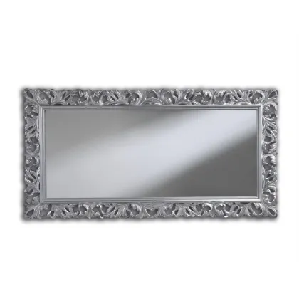 Zdjęcie Prostokątne lustro z ramą ze srebrnymi liśćmi - Zanini