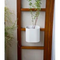 Picture A unique white aluminum Urbn Balcony flower pot for the garden or terrace