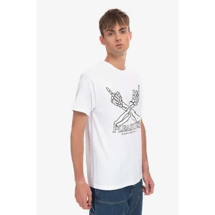Zdjęcie PLEASURES t-shirt bawełniany Dont Care T-shirt kolor biały z nadrukiem P23SP051-WHITE