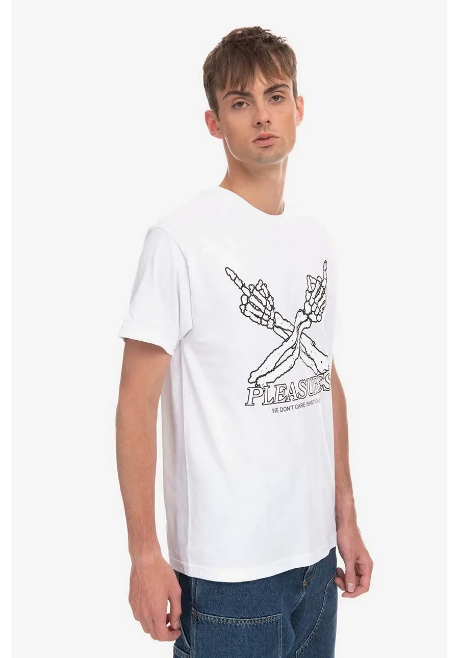 obrazek 1 PLEASURES t-shirt bawełniany Dont Care T-shirt kolor biały z nadrukiem P23SP051-WHITE