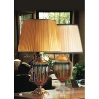 Picture Amber-blue crystal table lamp with shade – Il Paralume Marina