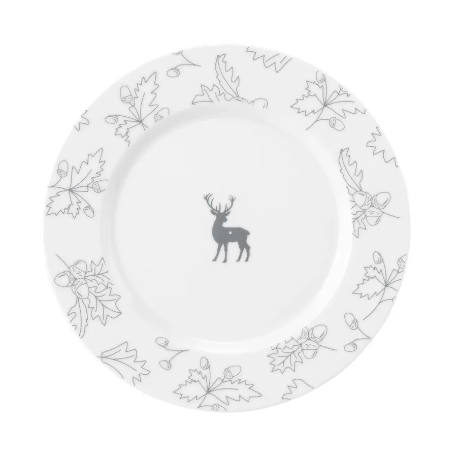 obrazek 1 Porcelanowy okrągły talerz śniadaniowy 24 cm zdobiony delikatnym motywem liści dębu i żołędzi - Seltmann Weiden