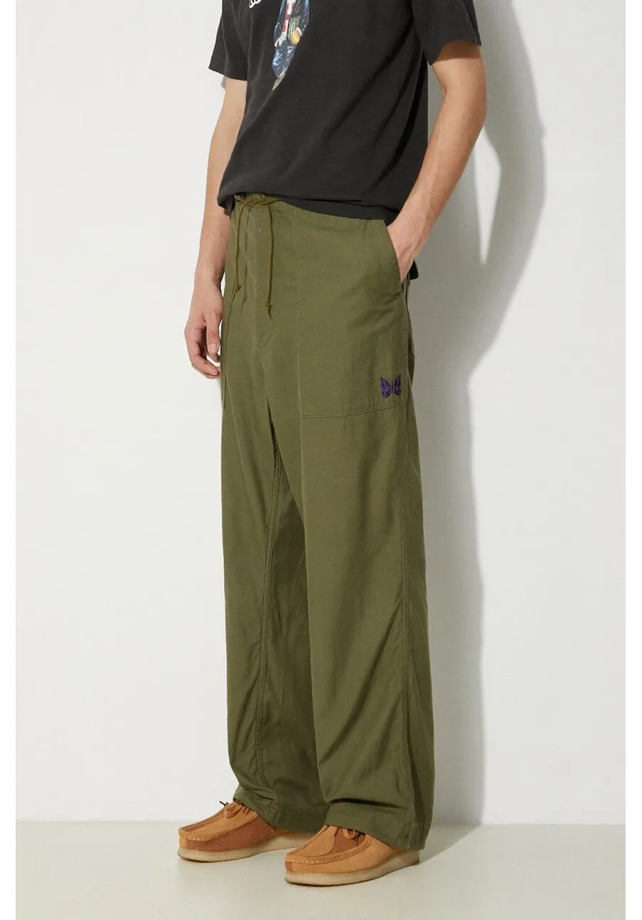 obrazek 1 Needles spodnie bawełniane String Fatigue Pant kolor zielony proste OT181