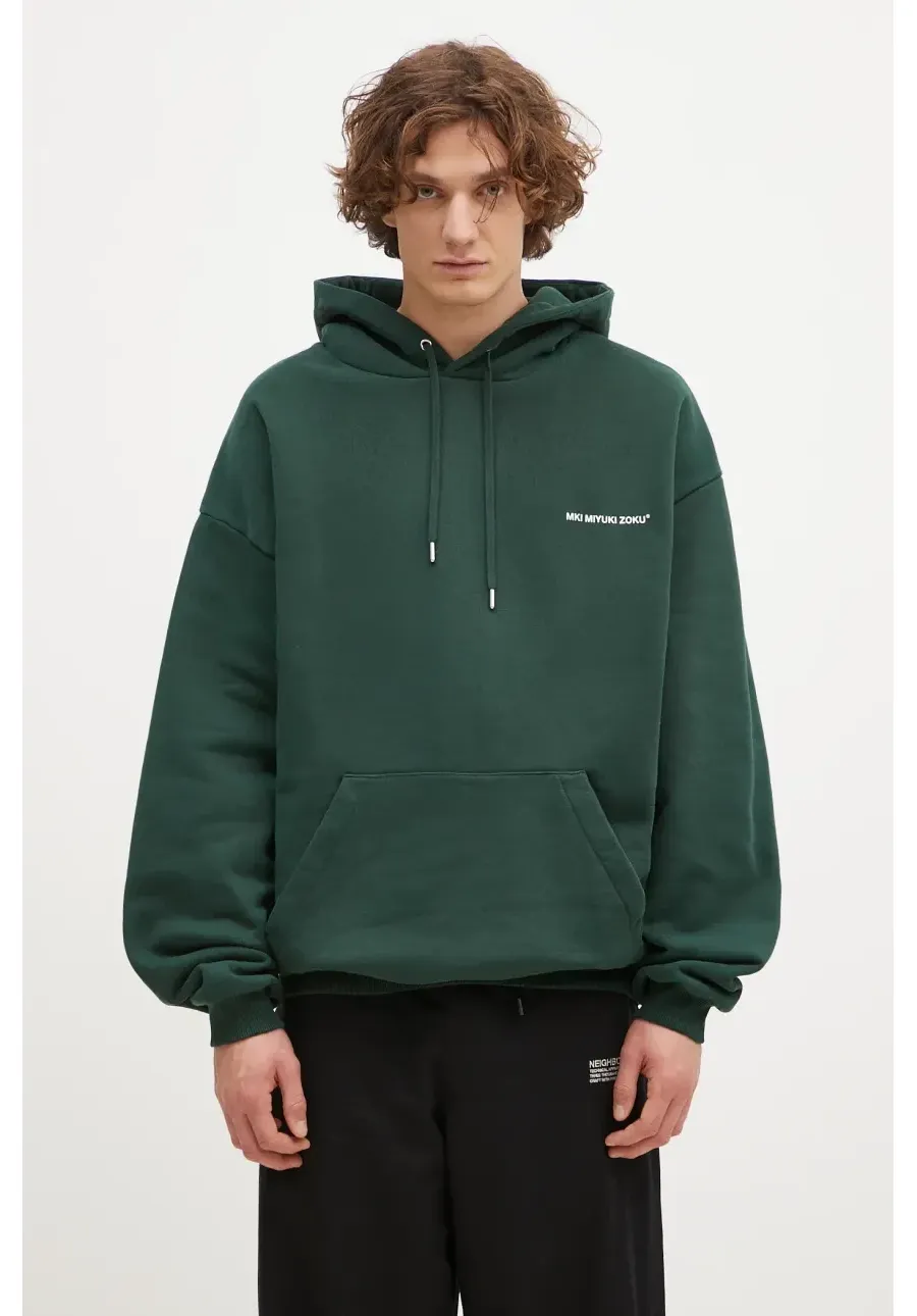 obrazek 1 MKI MIYUKI ZOKU bluza Uniform Hoody męska kolor zielony z kapturem gładka UNIFORM.HOODY
