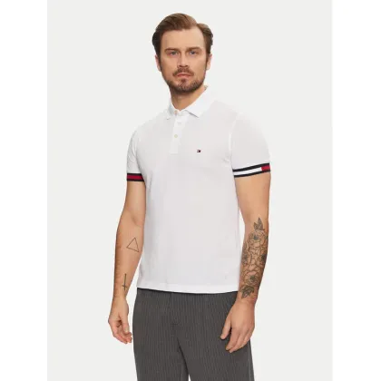 Zdjęcie Tommy Hilfiger Polo Flag Cuff MW0MW37518 Biały Slim Fit