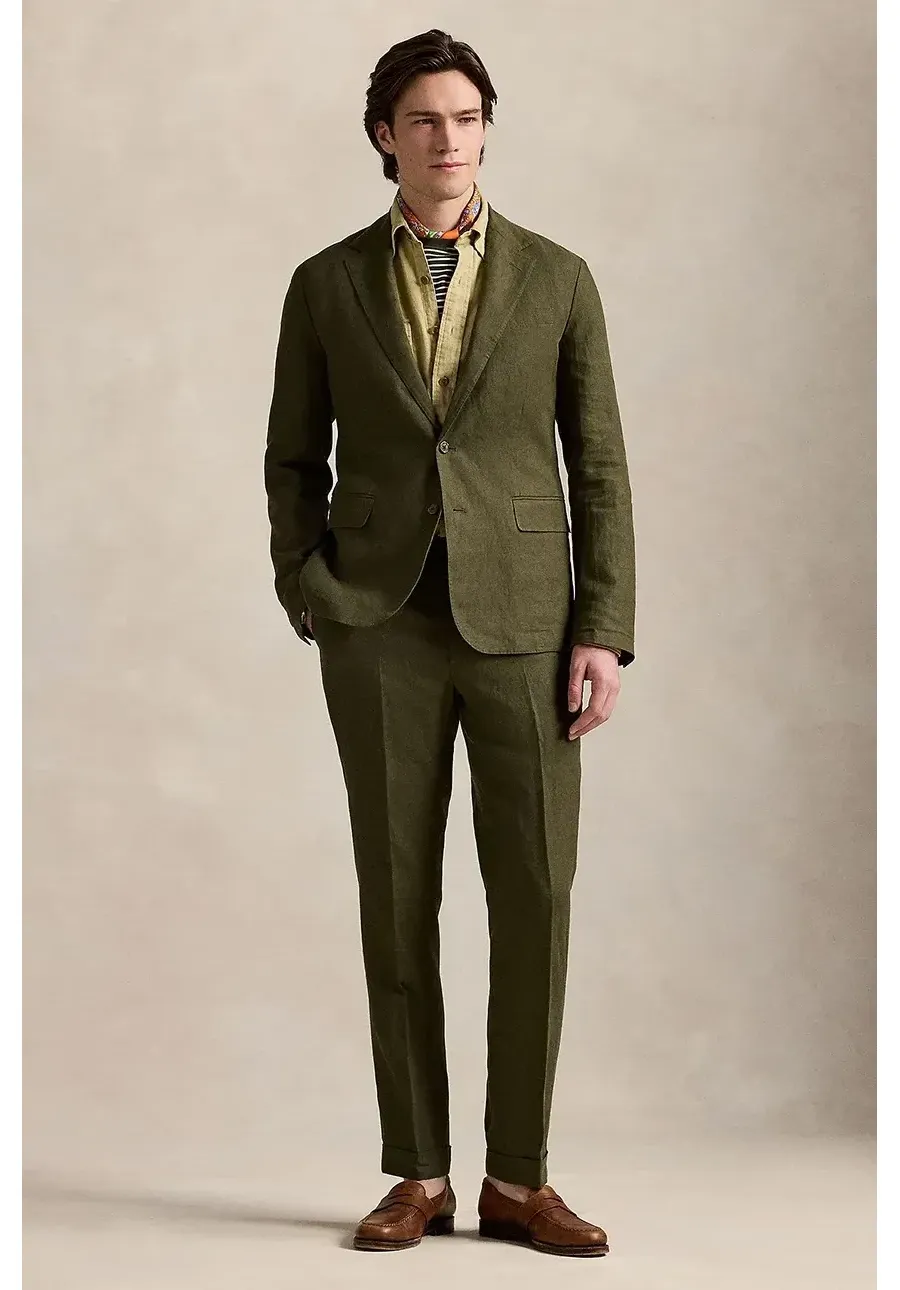 obrazek 1 Polo Ralph Lauren spodnie lniane Trouser męskie kolor zielony proste 715836505
