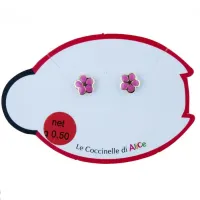 Picture Girls' flower earrings with enamel, diameter 7mm.